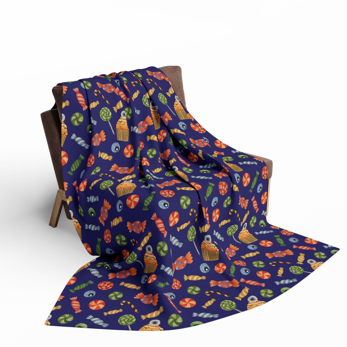 Halloween Candy Fleece Blanket – Cozy Spooky Throw for Fall Nights
