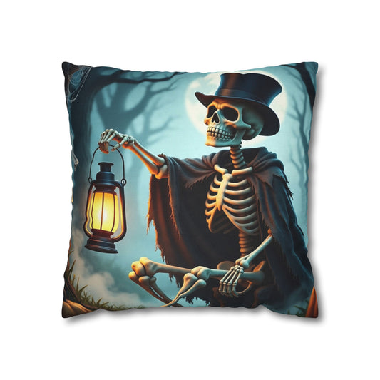 The Dapper Skeleton Pillowcase 16x16 – Gothic Halloween Throw Pillow Cover
