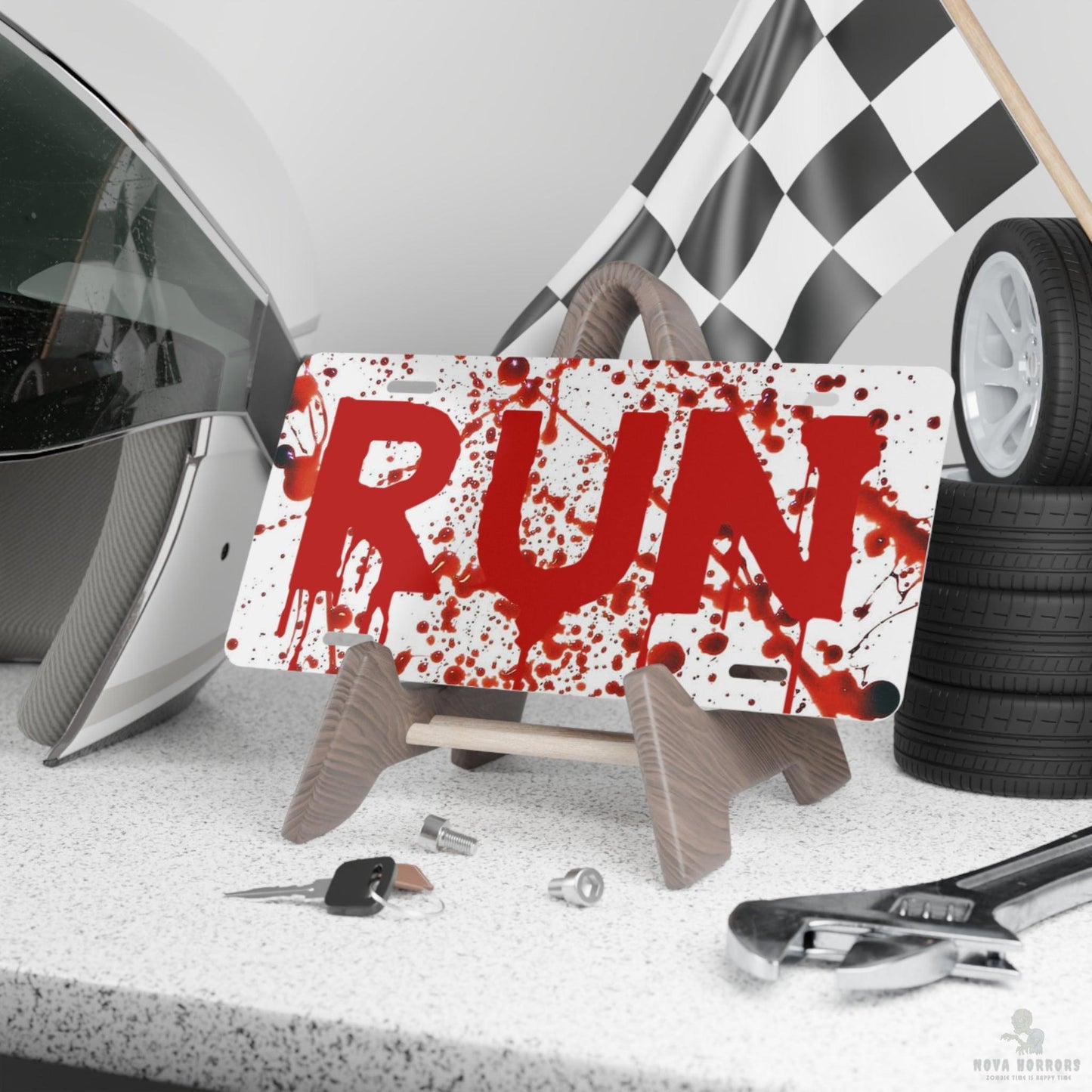 Blood Splatter RUN Vanity Plate