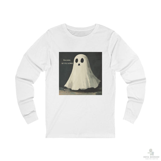 Ghostly Vibes Unisex Long Sleeve Tee, Halloween Shirt, Fall Casual Wear, Spooky T-Shirt, October Gift, Cozy Ghost Tee