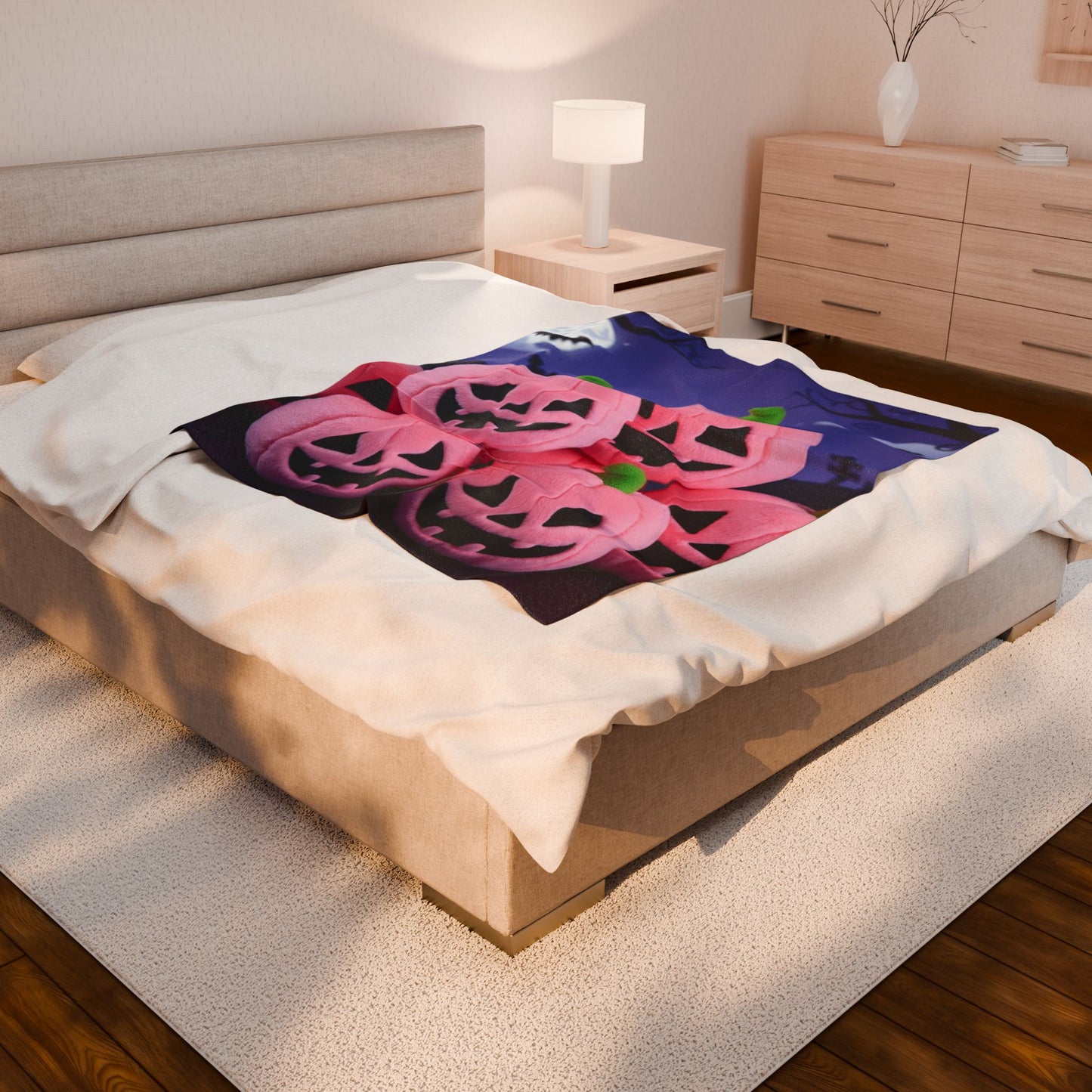 Bubblegum Pumpkin Snuggler Plush Blanket – Pastel Spooky Cute Halloween Throw