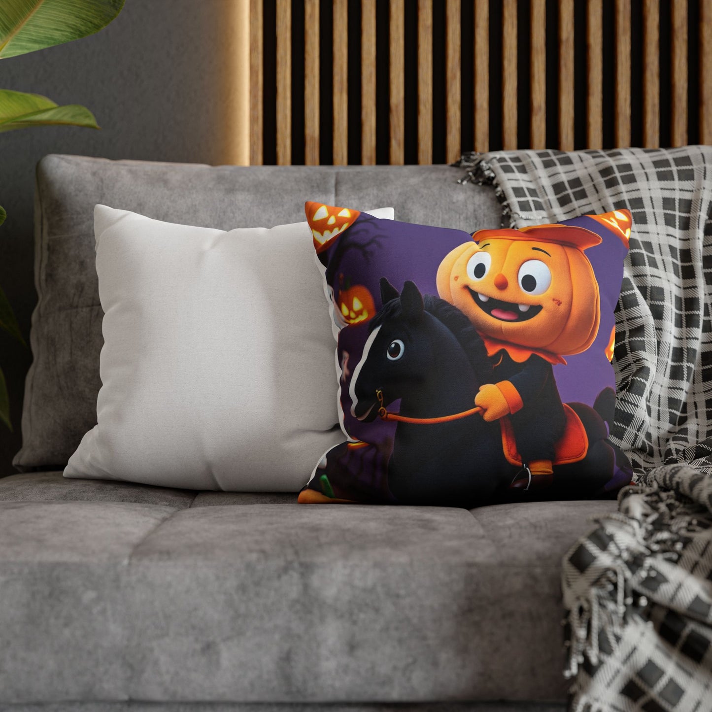 The Pony Patch Duo Pillowcase 16x16 – Rustic Autumn Pumpkin Throw Pillow Cover