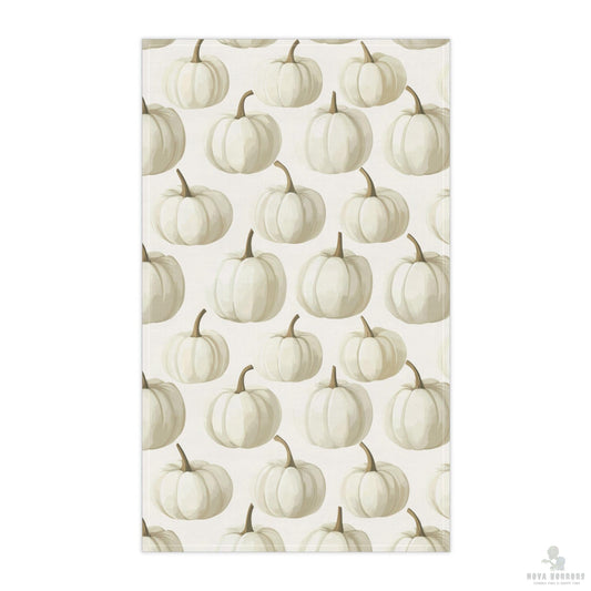 White Pumpkin Tea Towels, Fall Kitchen Decor, Cotton Dish Towels, Seasonal Homeware, Perfect Gift for Thanksgiving