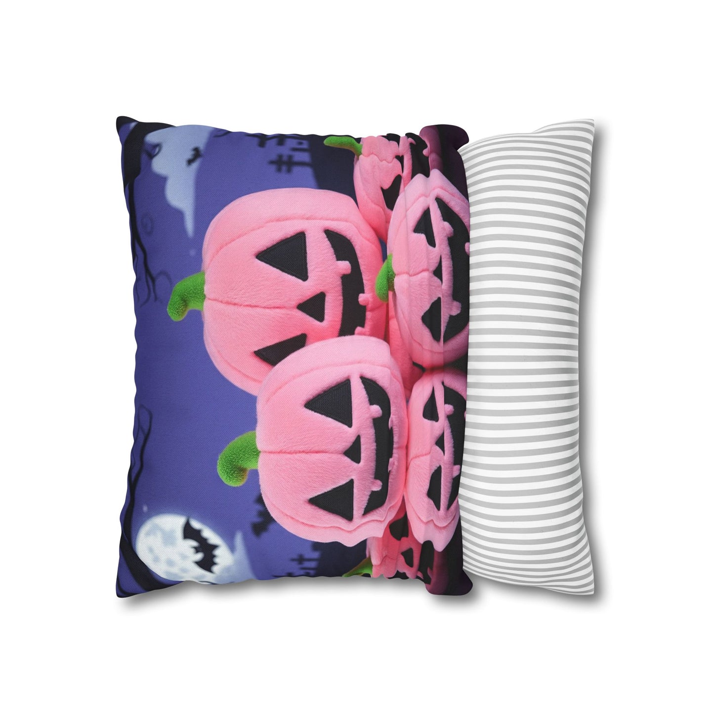 The Pink-o’-ween Pillowcase 16x16 – Pastel Spooky Cute Halloween Throw Pillow Cover