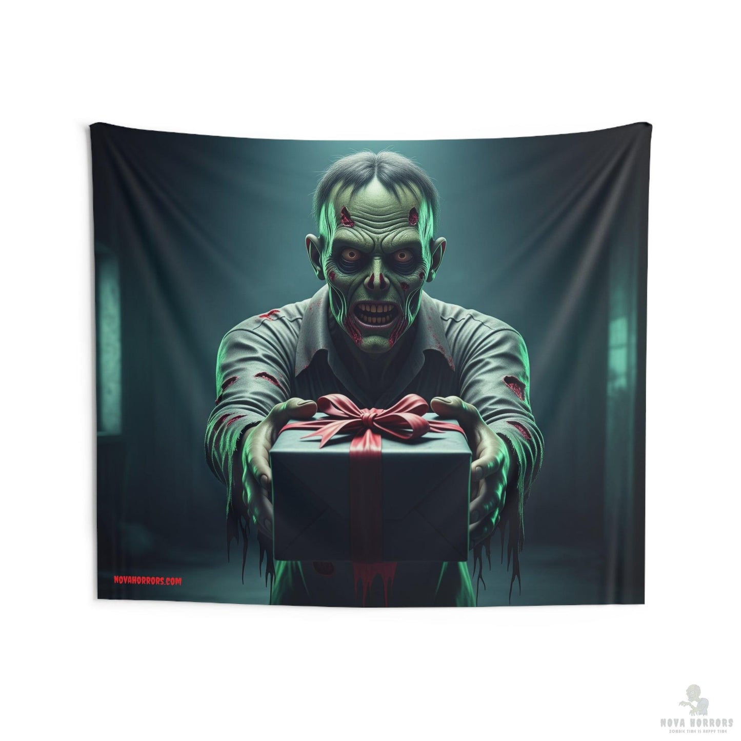 Gift Giving Zombie Wall Tapestry - Birthday - Anniversary - Holiday