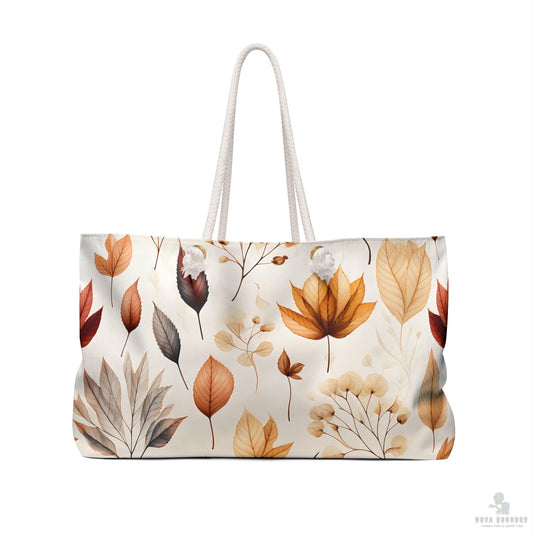 Autumn Floral Weekender Bag, Travel Tote, Beach Bag, Fall Getaway Purse, Lightweight Shopping Bag, Perfect for Weekend Trips