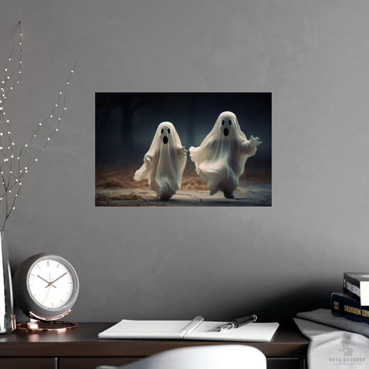 Cute Running Ghosties Poster 17x 11 Matte