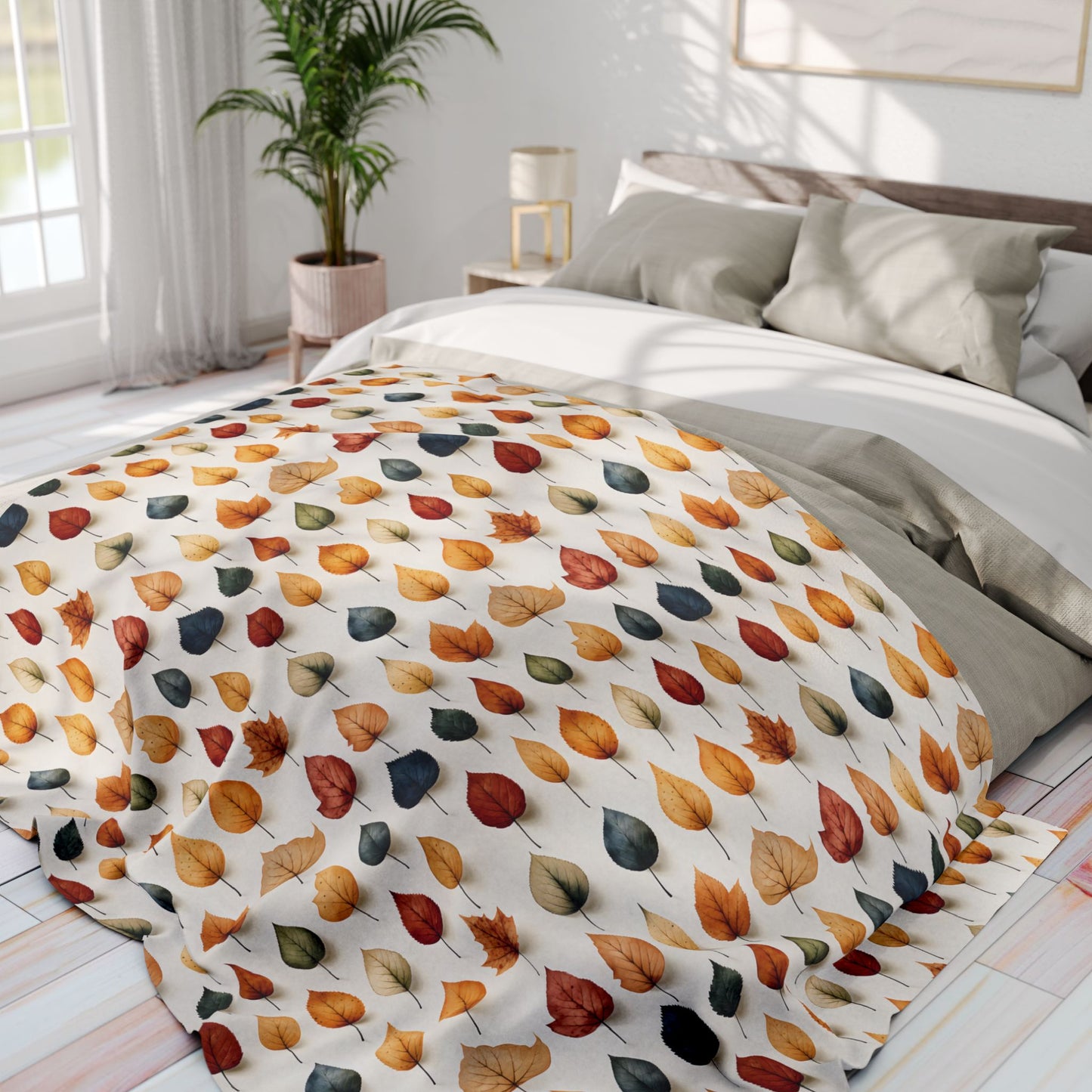 Autumn Leaf Fleece Blanket – Cozy Fall Throw for Halloween & Home Décor