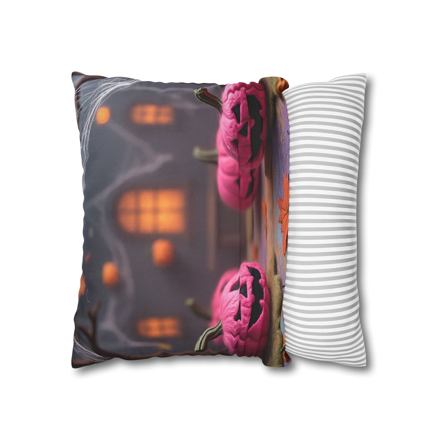The Glam-o’-Lantern Pillowcase 16x16 – Glittery Spooky Halloween Throw Pillow Cover