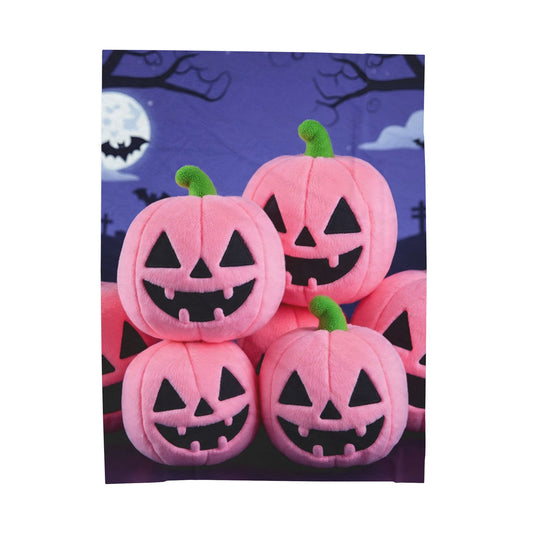 Bubblegum Pumpkin Snuggler Plush Blanket – Pastel Spooky Cute Halloween Throw