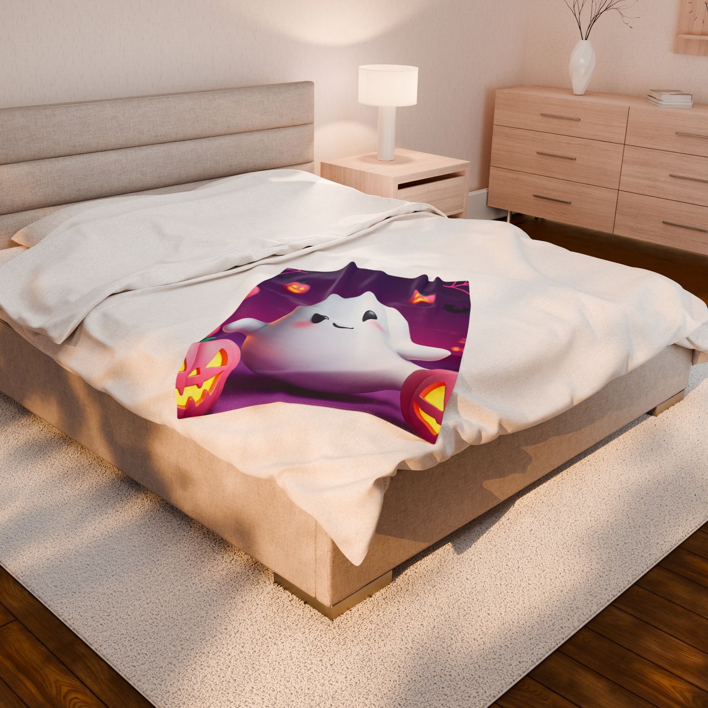 Cozy Ghost Cuddle Plush Blanket – Spooky Cute Halloween Throw