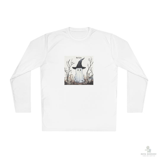 Boo Felicia Long Sleeve Tee, Perfect for Halloween, Unisex Tee, Lightweight Fall Fashion, Cozy Casual Wear, Fun Ghost Design