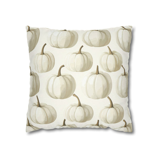 White Pumpkin Pillowcase 16x16 – Elegant Halloween & Fall Throw Pillow Cover