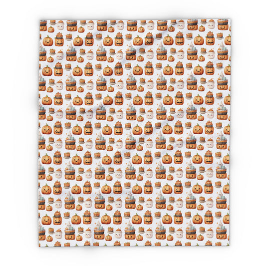 Watercolor Pumpkin Fleece Blanket – Cozy Fall Halloween Throw