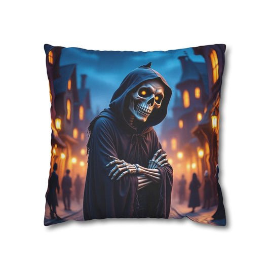 Rattle & Rest Pillowcase 16x16 – Skeleton Halloween Throw Pillow Cover