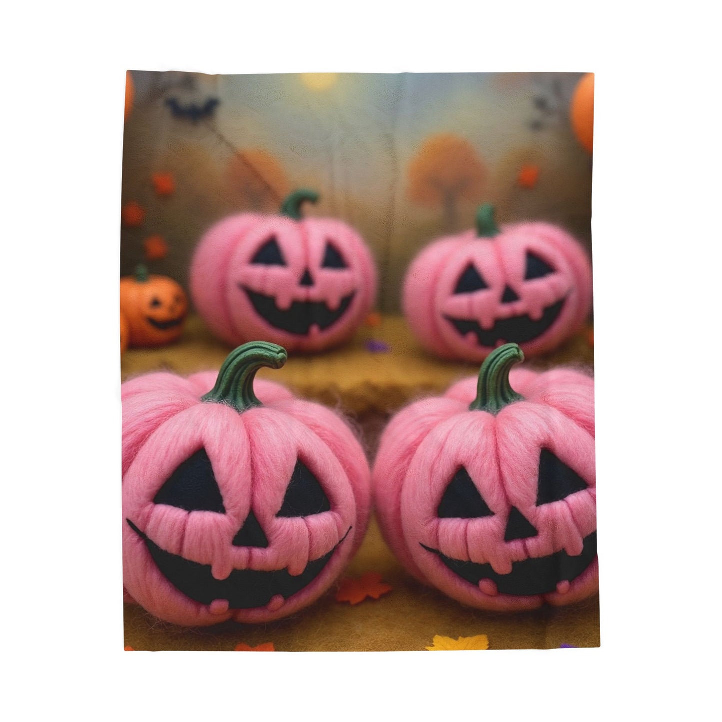 Snuggle Up Pink Pumpkin Plush Blanket – Spooky Cute Pastel Halloween Throw