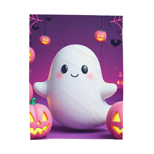 Cozy Ghost Cuddle Plush Blanket – Spooky Cute Halloween Throw