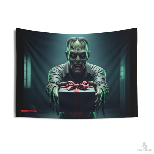 Gift Giving Zombie Wall Tapestry - Birthday - Anniversary - Holiday