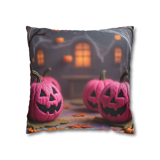 The Glam-o’-Lantern Pillowcase 16x16 – Glittery Spooky Halloween Throw Pillow Cover