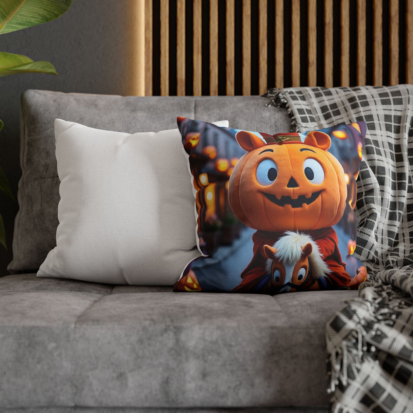 The Plush Patch Pillowcase 16x16 – Cozy Pumpkin Throw Pillow Cover for Fall Décor