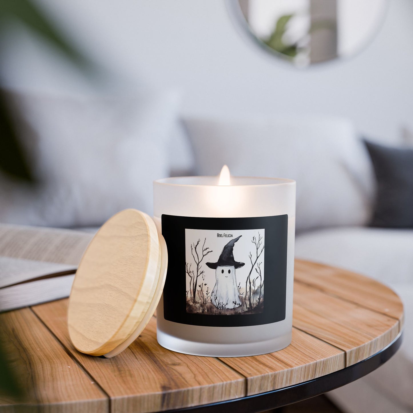 Botanical Frosted Glass Candle – Spooky Gothic Plant-Inspired Home Décor