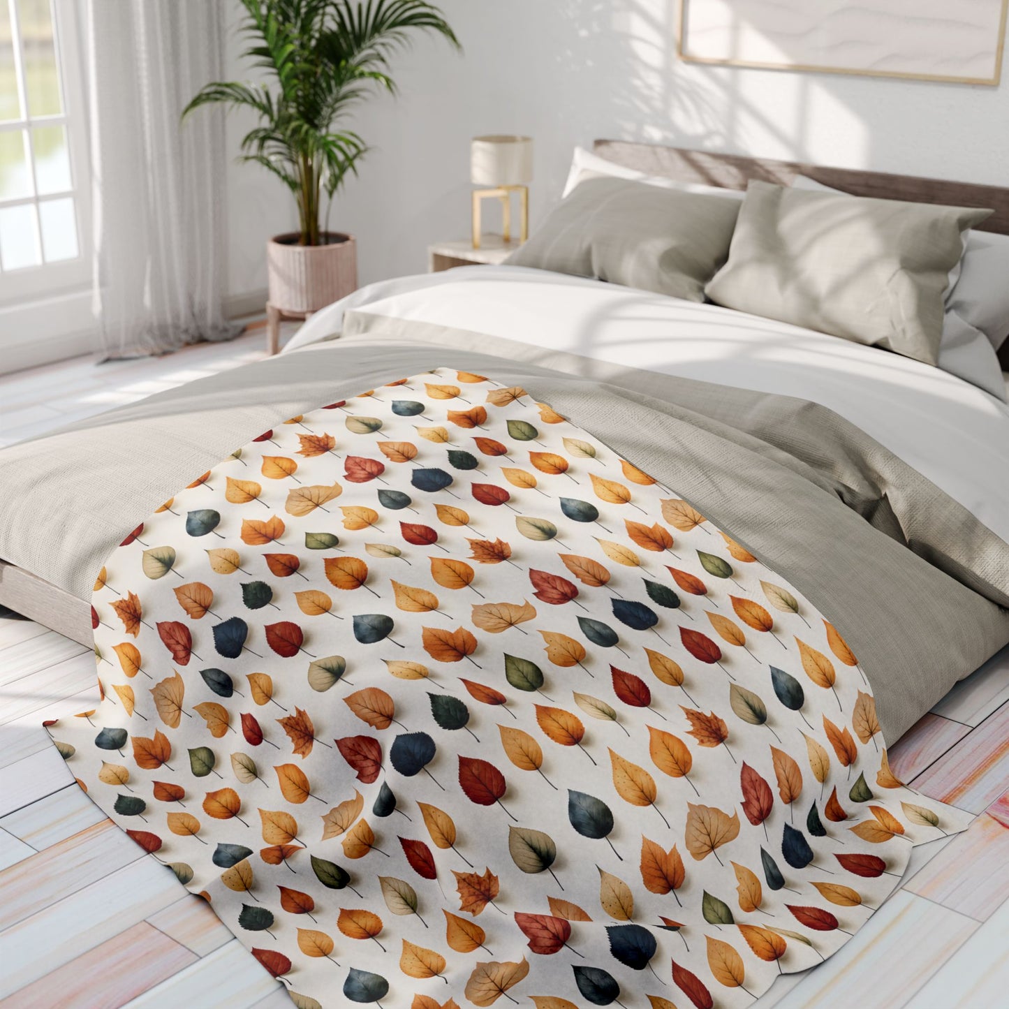 Autumn Leaf Fleece Blanket – Cozy Fall Throw for Halloween & Home Décor