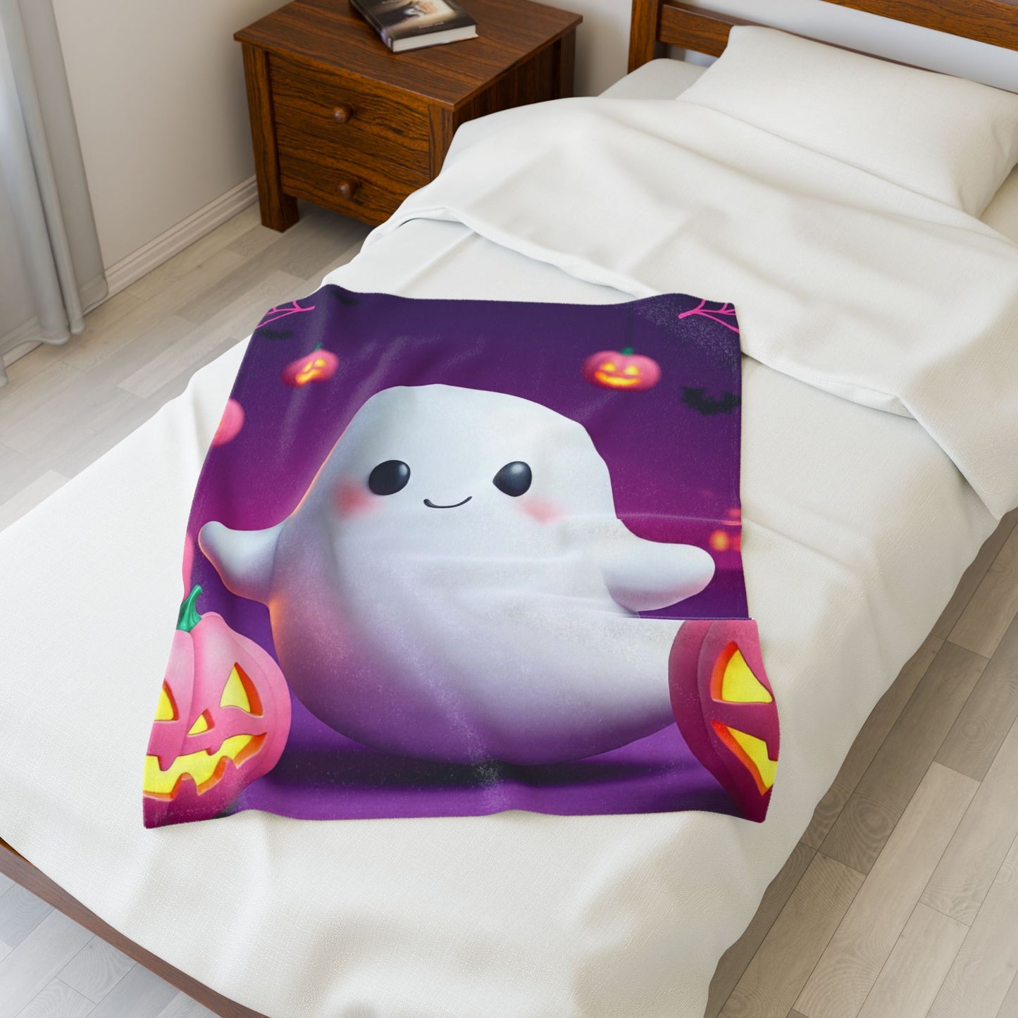 Cozy Ghost Cuddle Plush Blanket – Spooky Cute Halloween Throw