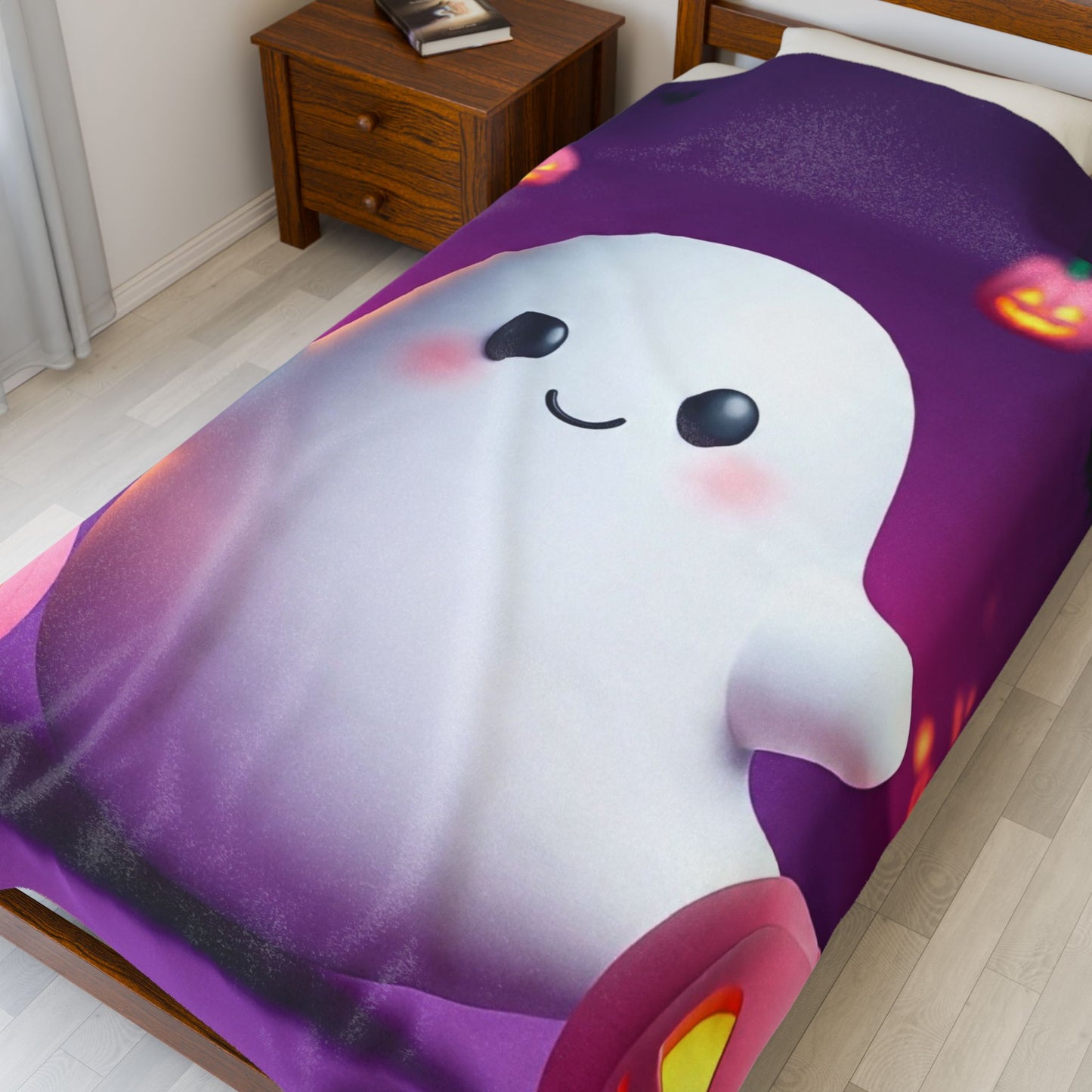 Cozy Ghost Cuddle Plush Blanket – Spooky Cute Halloween Throw