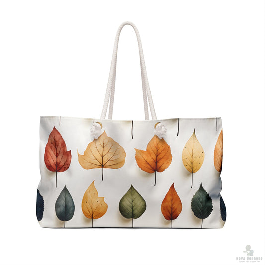 Autumn Leaf Weekender Bag, Stylish Travel Tote, Fall Fashion Accessory, Perfect for Weekend Getaways, Eco-Friendly Canvas Bag