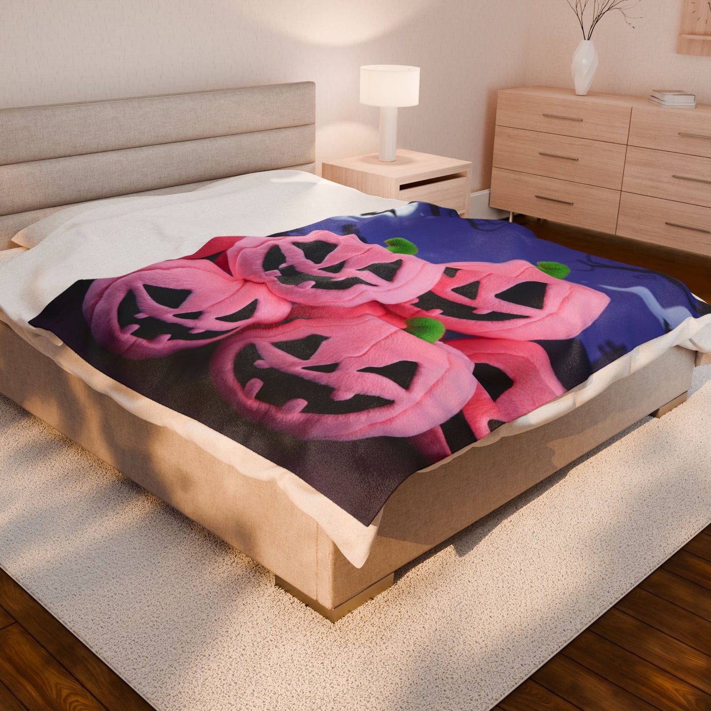 Bubblegum Pumpkin Snuggler Plush Blanket – Pastel Spooky Cute Halloween Throw