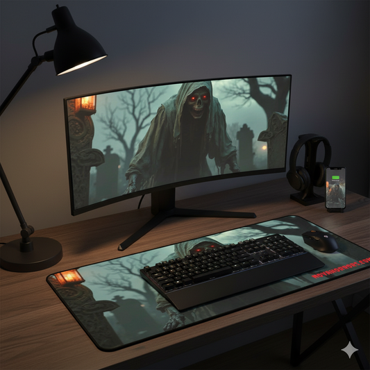 Graveyard Reaper Desk Mat – Gothic Horror Gaming & Office Mat