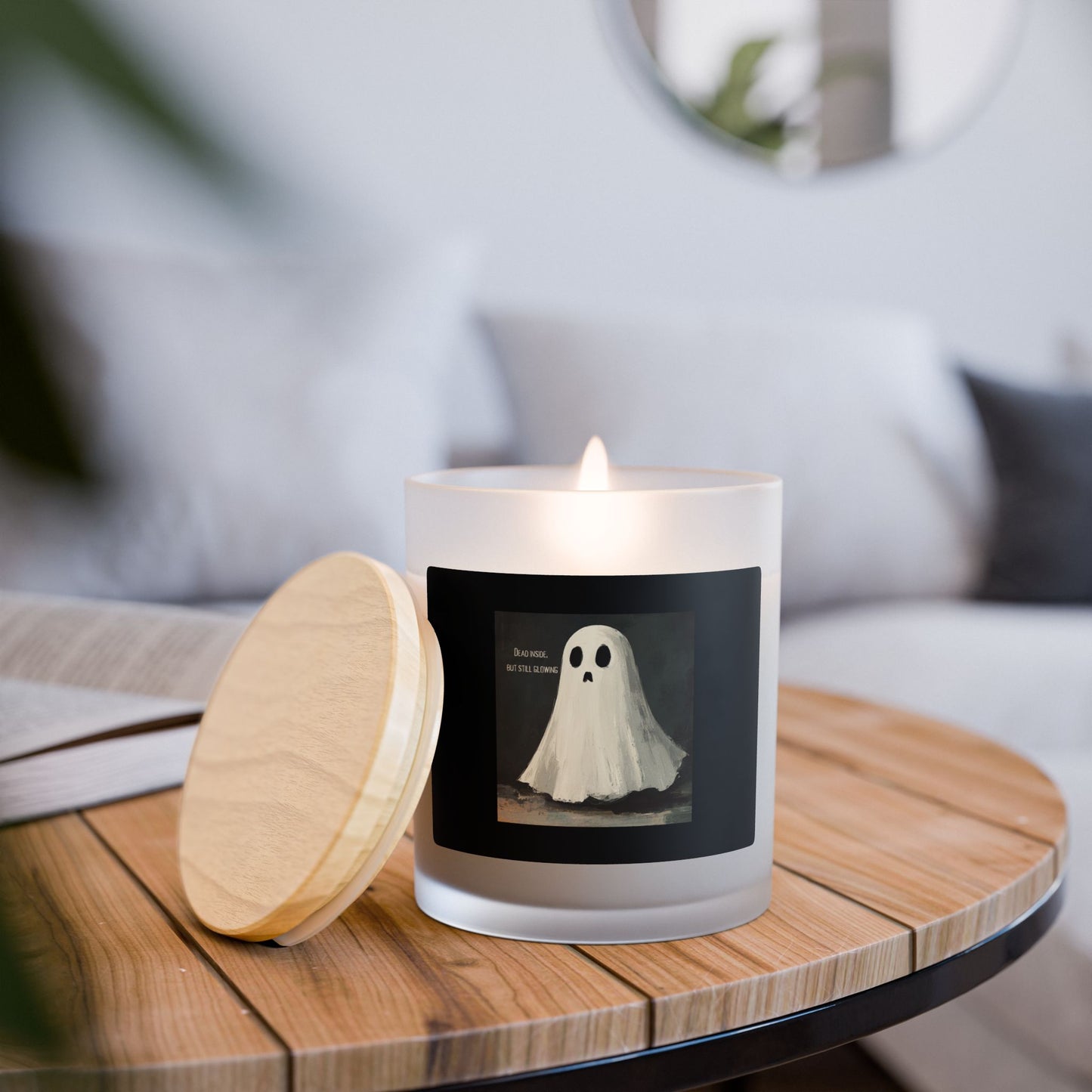Still Glowing Frosted Glass Candle – Spooky Cute Halloween Décor