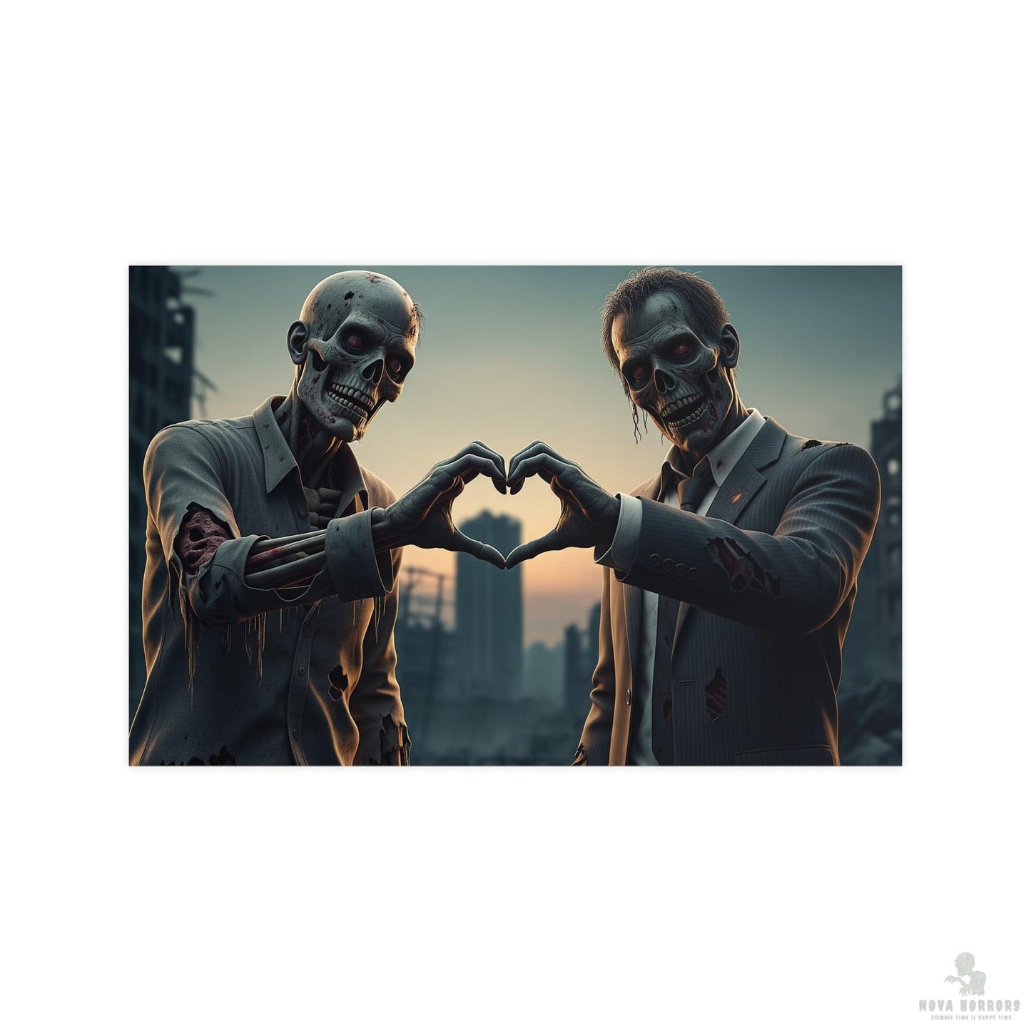 Guy Zombie Couple Poster 17x 11 Matte