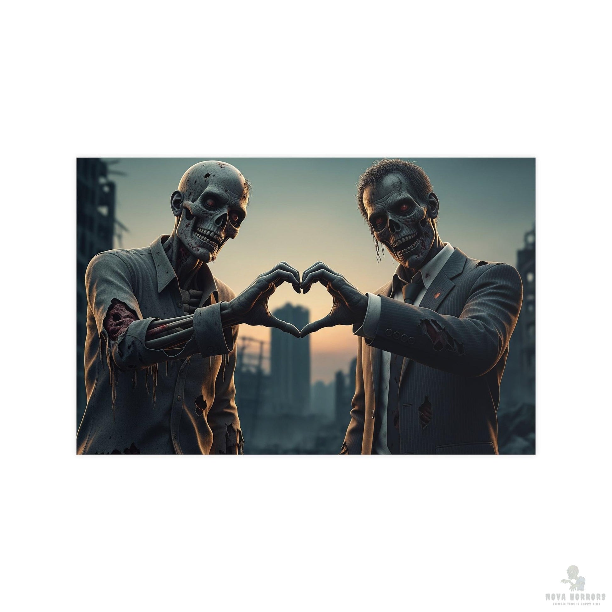 Guy Zombie Couple Poster 17x 11 Matte