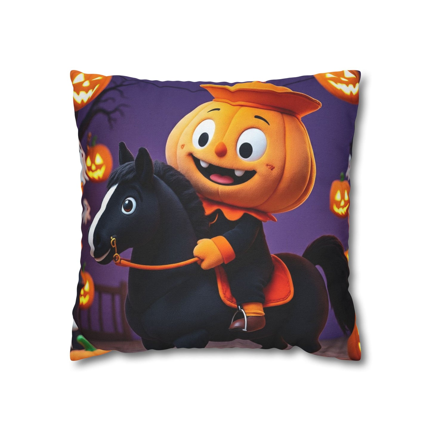 The Pony Patch Duo Pillowcase 16x16 – Rustic Autumn Pumpkin Throw Pillow Cover