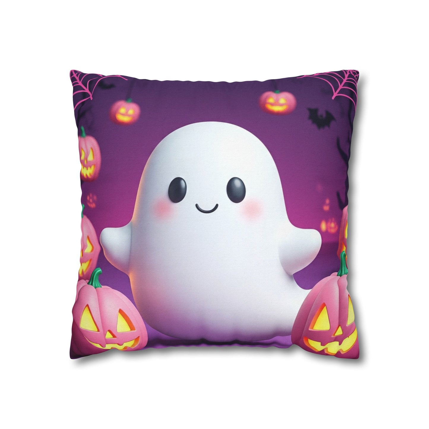 The Little Ghostie Pillowcase 16x16 – Cute Halloween Ghost Throw Pillow Cover