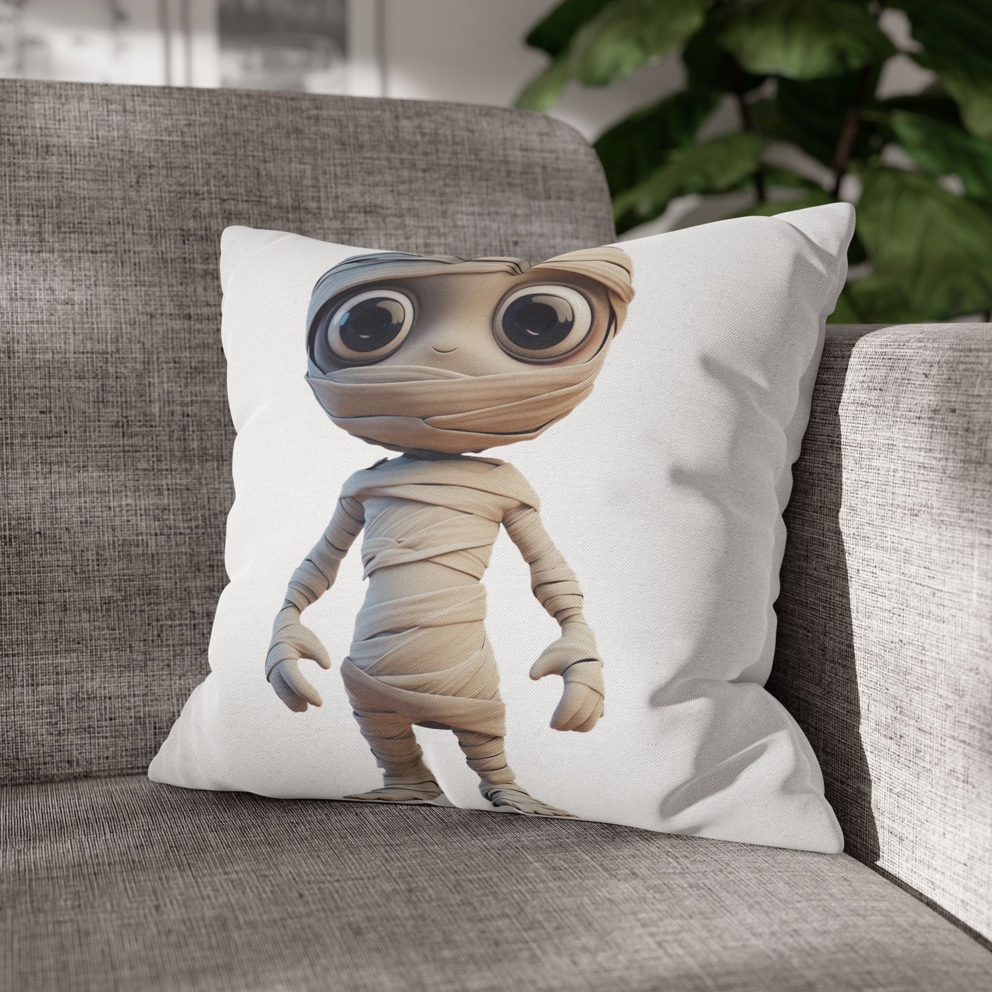 My Little Mummy Pillowcase 16x16 – Cute Halloween Mummy Throw Pillow Cover
