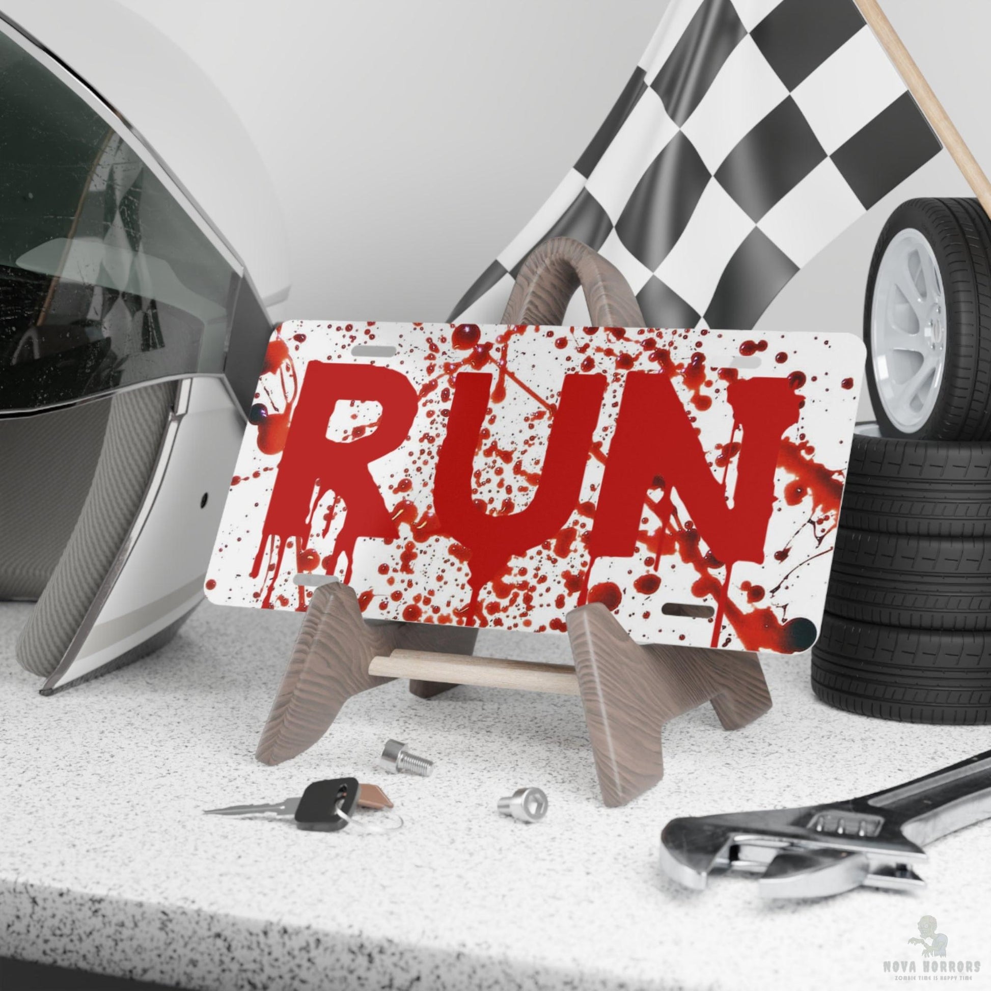 Blood Splatter RUN Vanity Plate