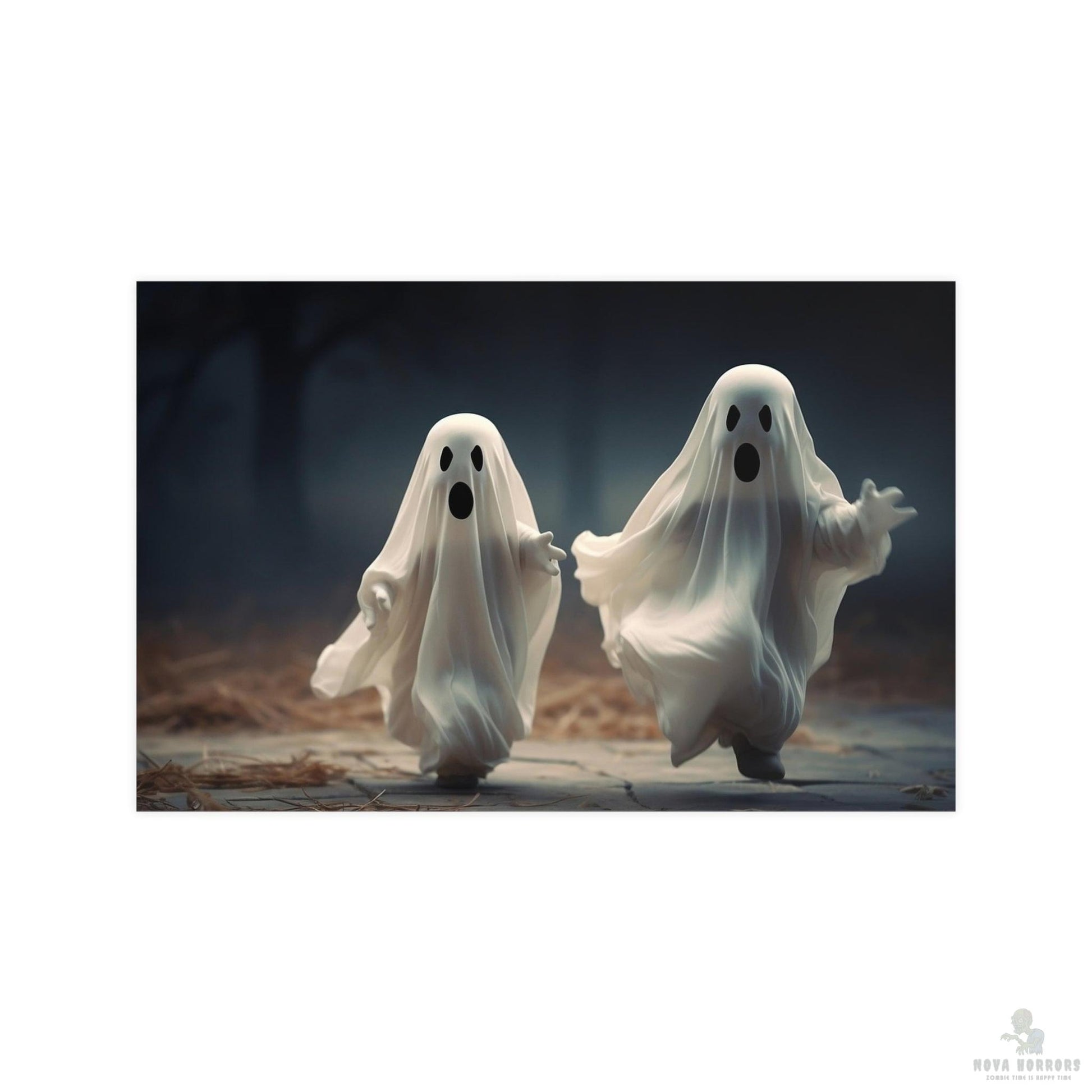 Cute Running Ghosties Poster 17x 11 Matte