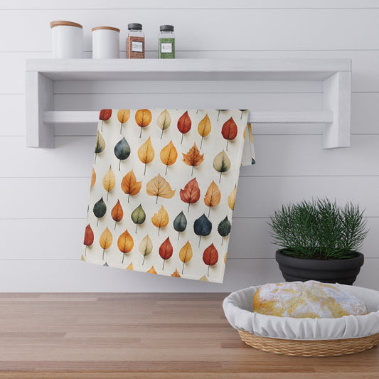 Autumn Leaves Tea Towels, Fall Kitchen Decor, Cotton Dish Towels, Seasonal Homeware, Perfect Gift for Thanksgiving