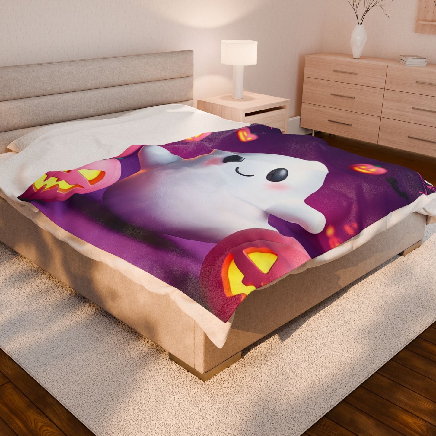 Cozy Ghost Cuddle Plush Blanket – Spooky Cute Halloween Throw