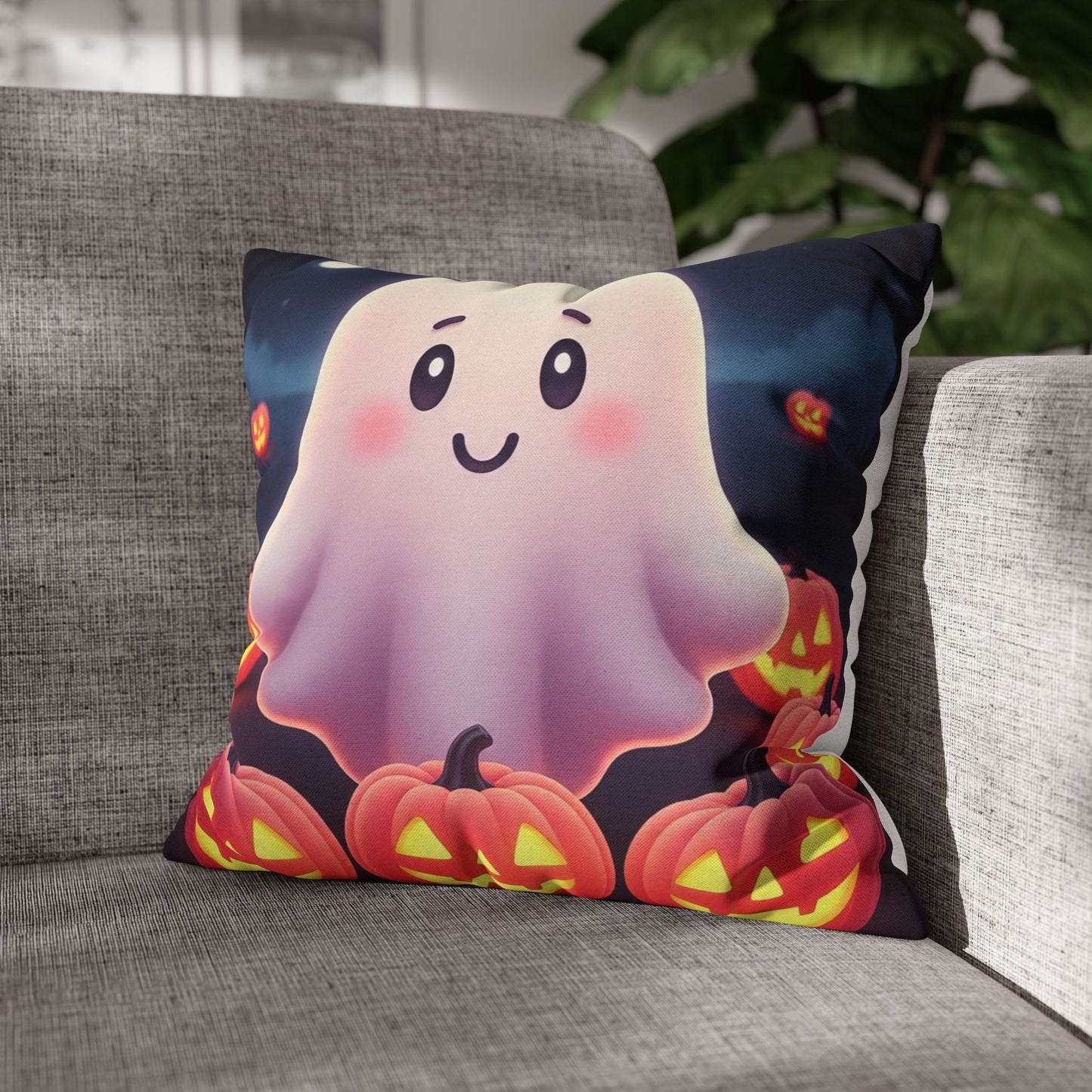 Sweet Spirits Snuggler Pillowcase 16x16 – Creepy Cute Pastel Halloween Throw Pillow Cover