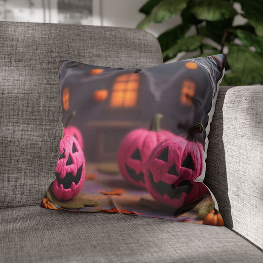 The Glam-o’-Lantern Pillowcase 16x16 – Glittery Spooky Halloween Throw Pillow Cover