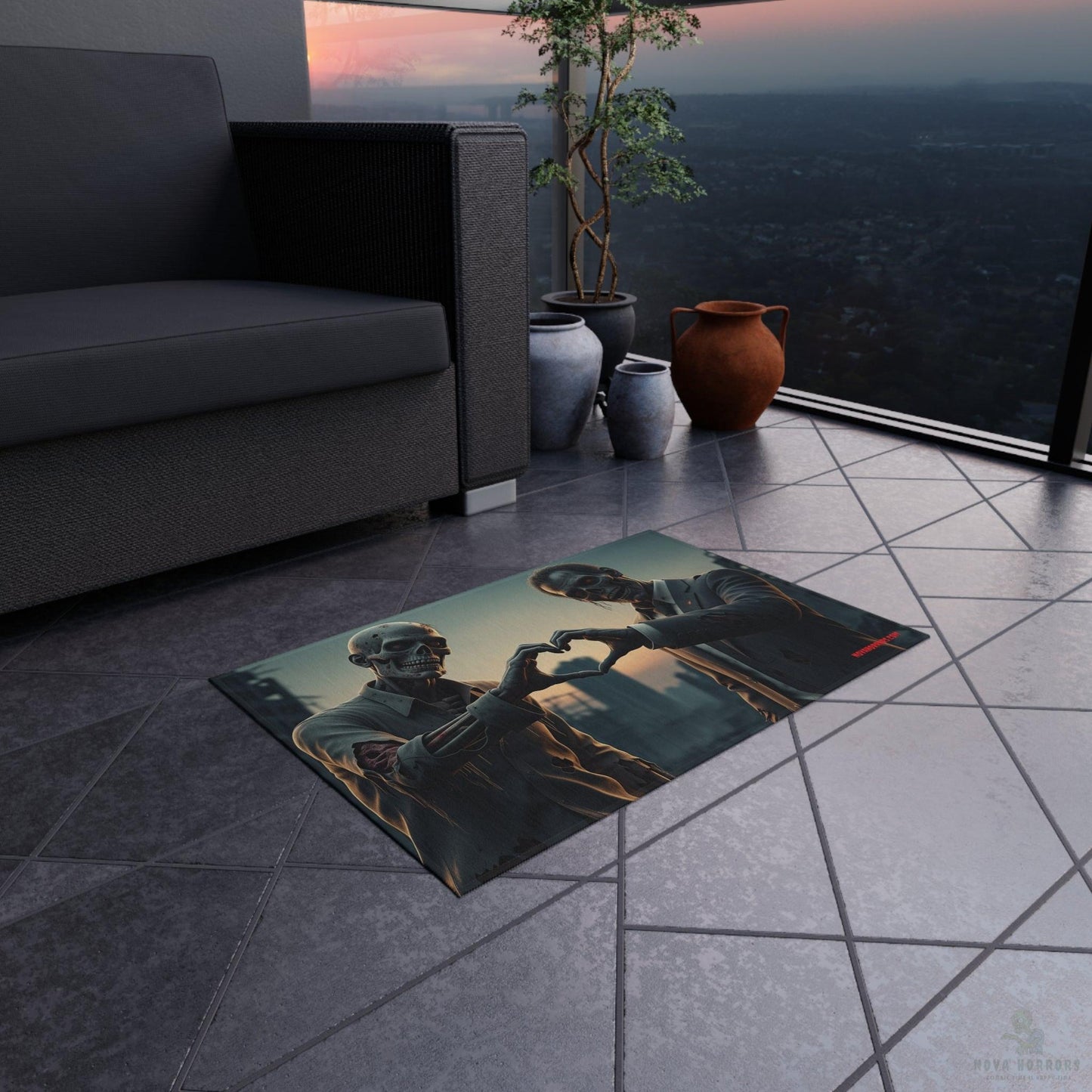Zombie Heart Guys Outdoor Rug - Doormat