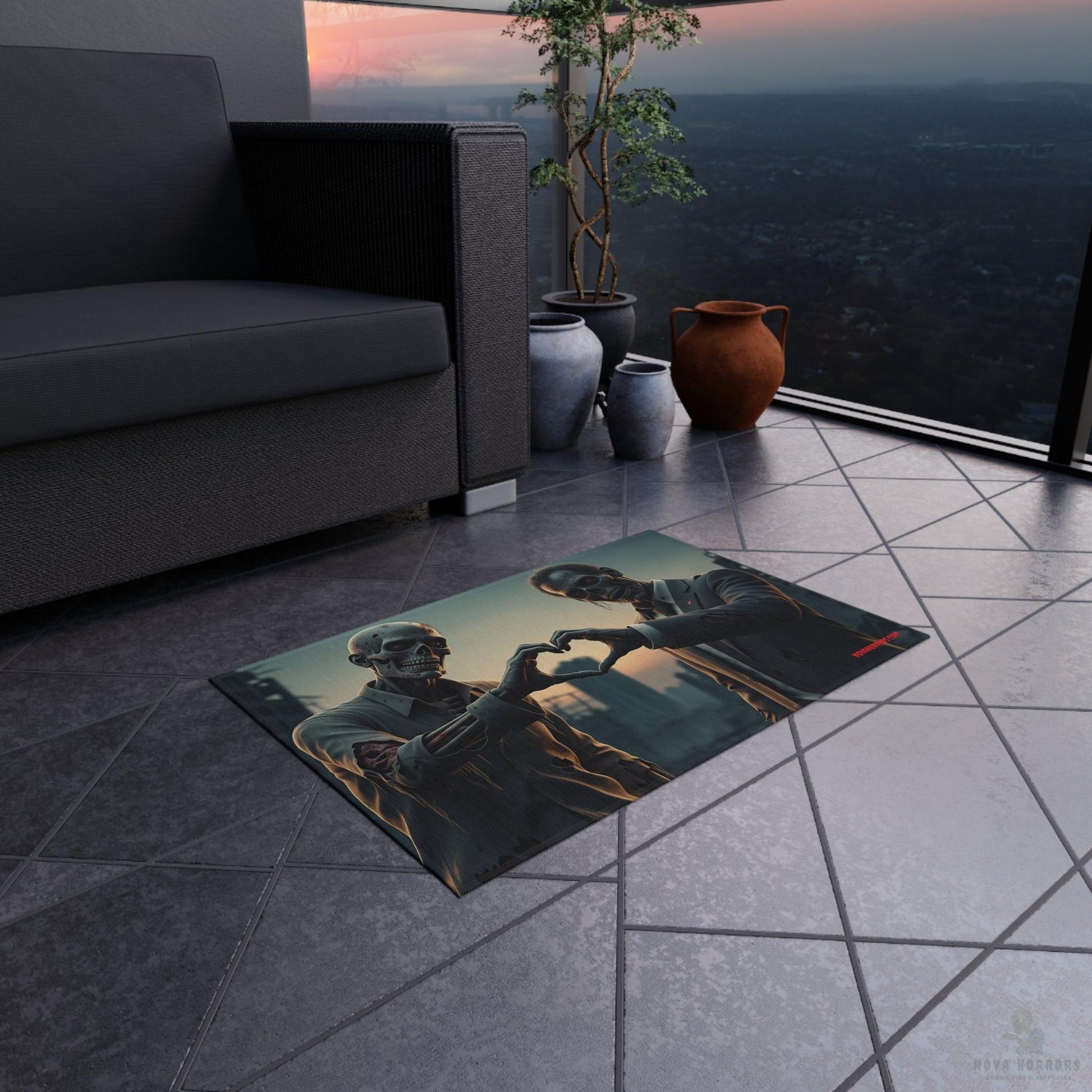 Zombie Heart Guys Outdoor Rug - Doormat