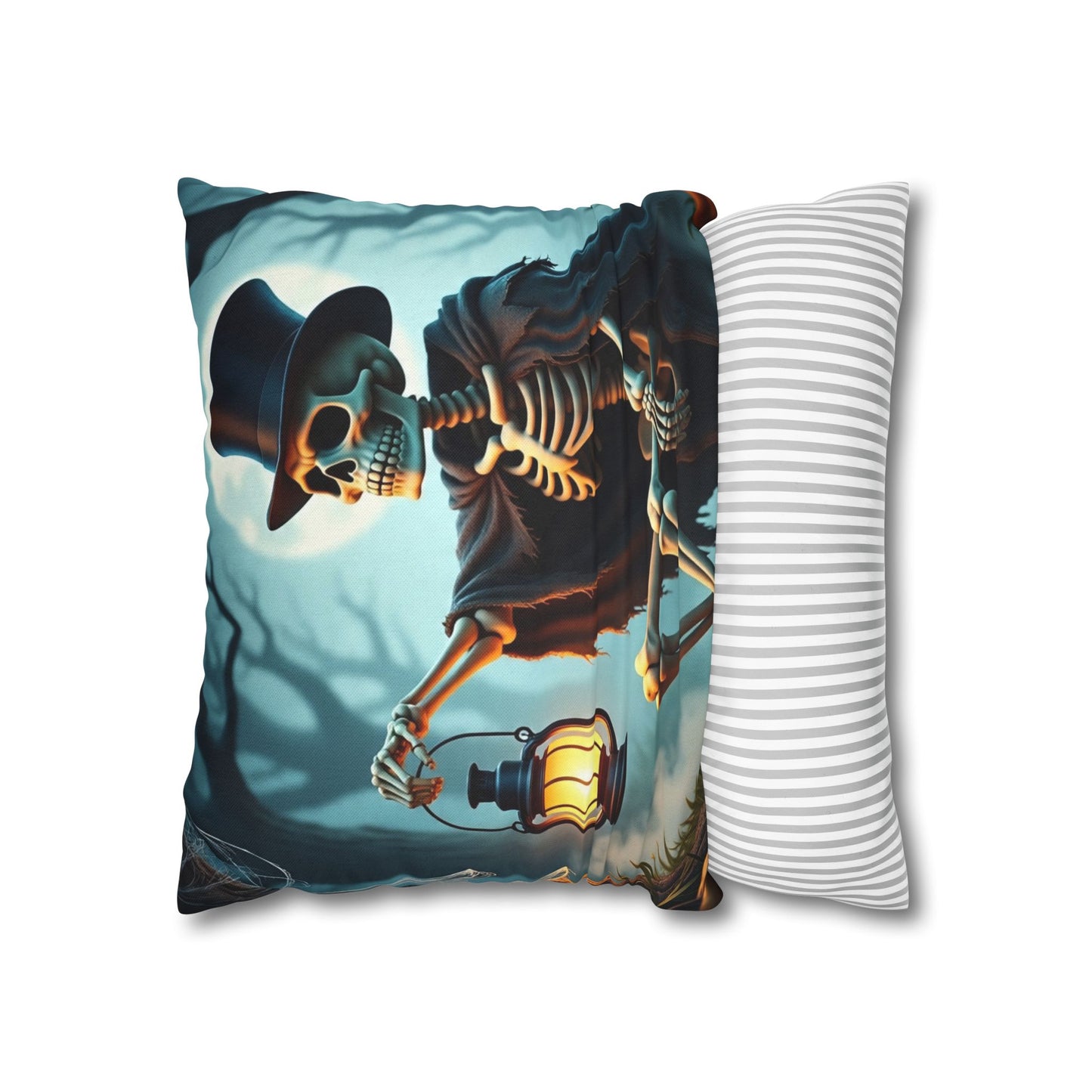 The Dapper Skeleton Pillowcase 16x16 – Gothic Halloween Throw Pillow Cover