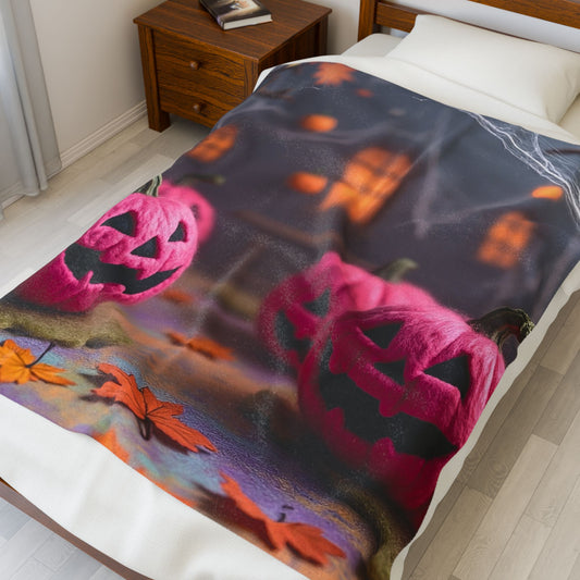 Cotton Candy Patch Cozy Plush Blanket – Pastel Halloween Spooky Cute Throw