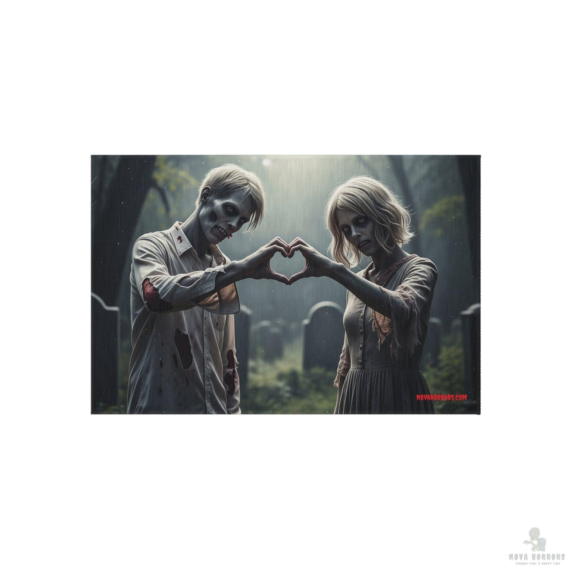 Zombie Heart Couple Outdoor Rug - Doormat
