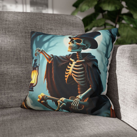 The Dapper Skeleton Pillowcase 16x16 – Gothic Halloween Throw Pillow Cover