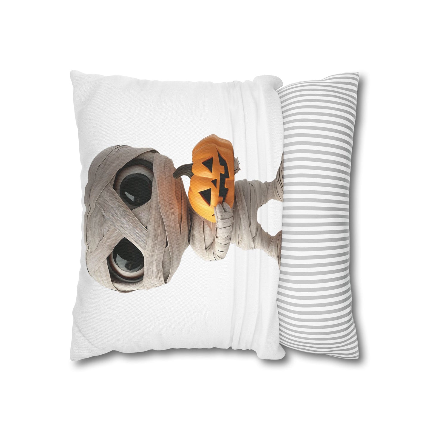 Mummy Under Wraps Pillowcase 16x16 – Cute Halloween Mummy Throw Pillow Cover